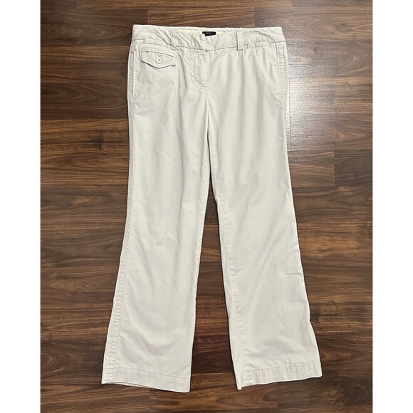 J. Crew Low Fit Chino Pants Women's 8 Khaki Bootcut Front Flap Pocket - Picture 1 of 12